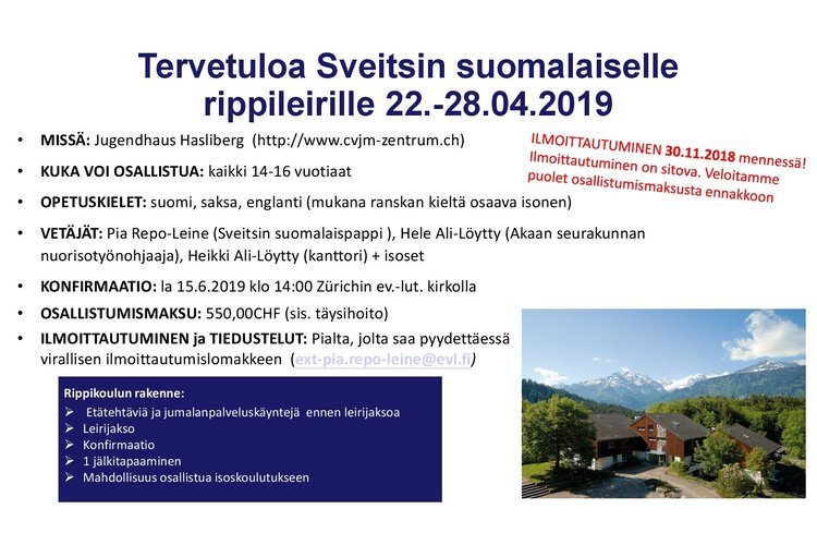 Sveitsin rippikoulun konfirmaatio pidetään Zürichissä